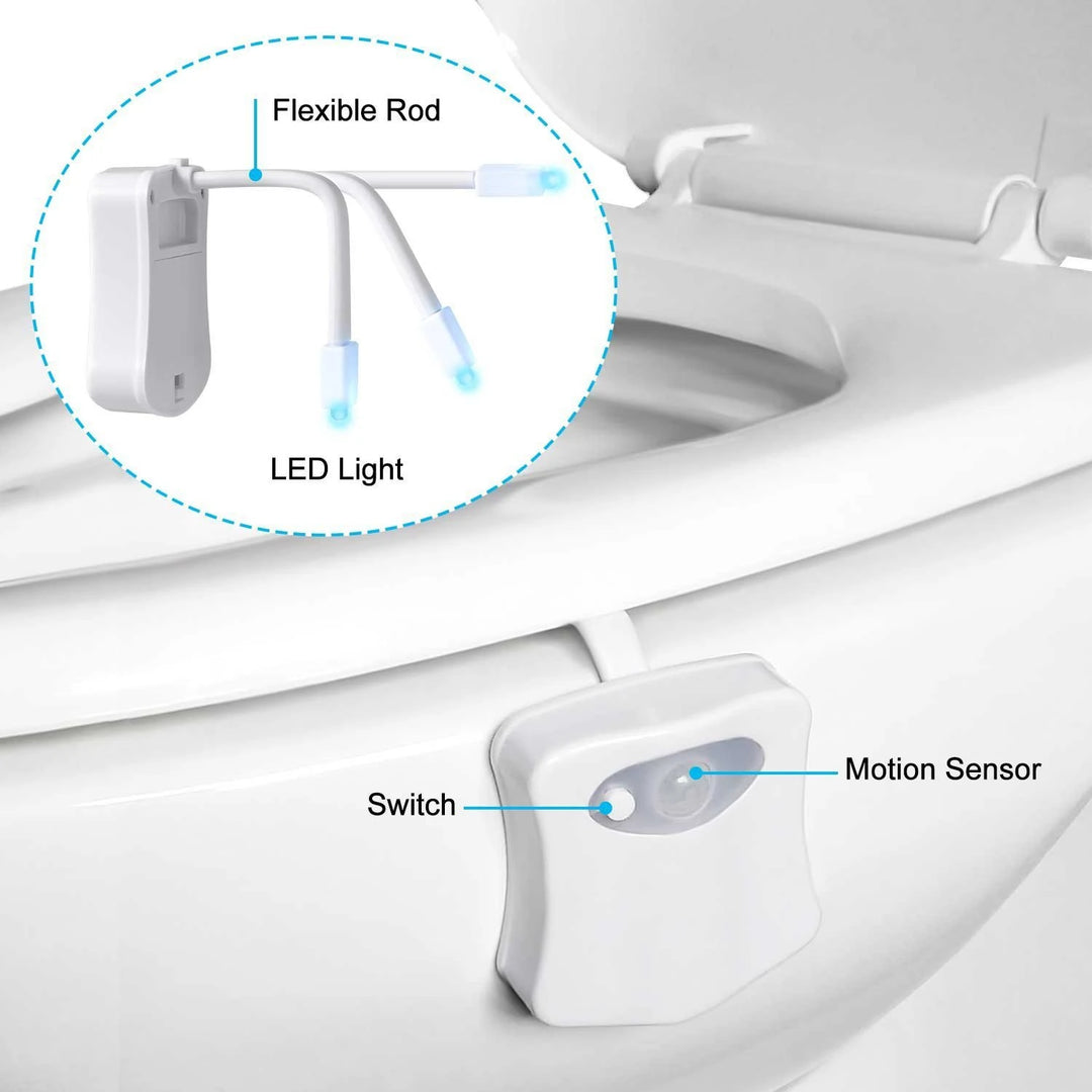 Automatic Motion Sensor Toilet Night Light 16 Colors Washroom Toilet Bowl Seat Light Battery Operated Waterproof Bathroom Lamp