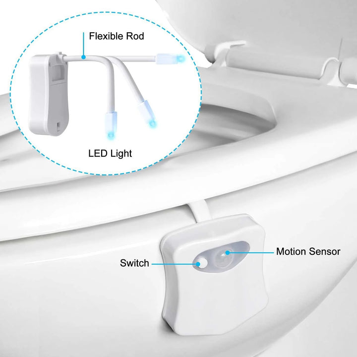 Automatic Motion Sensor Toilet Night Light 16 Colors Washroom Toilet Bowl Seat Light Battery Operated Waterproof Bathroom Lamp