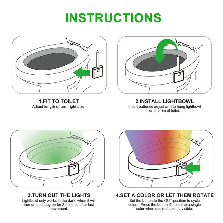 Automatic Motion Sensor Toilet Night Light 16 Colors Washroom Toilet Bowl Seat Light Battery Operated Waterproof Bathroom Lamp