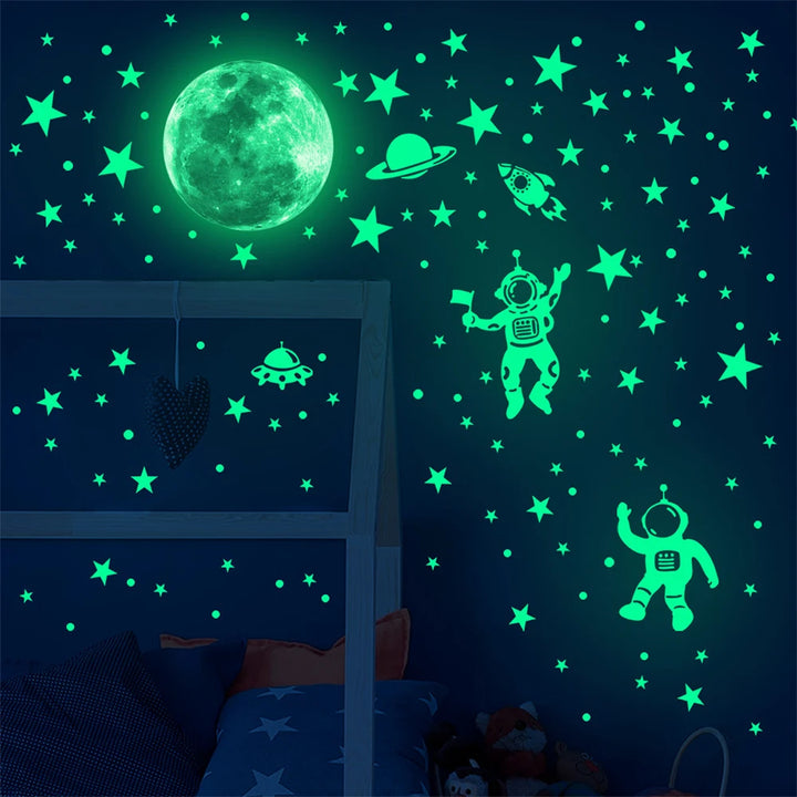 849Pcs Glow in The Dark Stars Wall Stickers Glowing Stars for Ceiling Luminous Planet Spaceship Wall Decals DIY Kids Room Decor