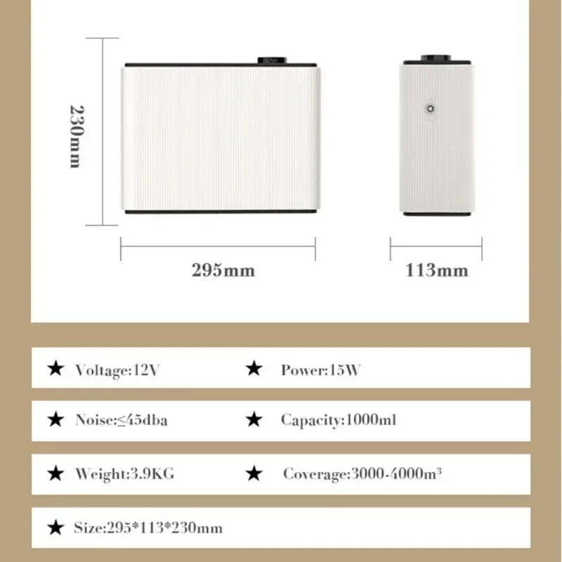1000ML Fragrance Diffuser WIFI Bluetooth Smart Scent Air Machine For Home Hotel Spa HVAC Aroma Diffuser Cover Up to 4000m³ Black