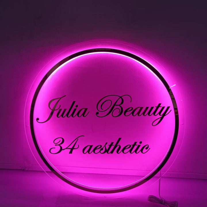 Custom Business Logo 3D Beauty Nails Hair Studio Acrylic Signs 3D Backlit Signs Custom Company Name LED Neon Light Acrylic signs