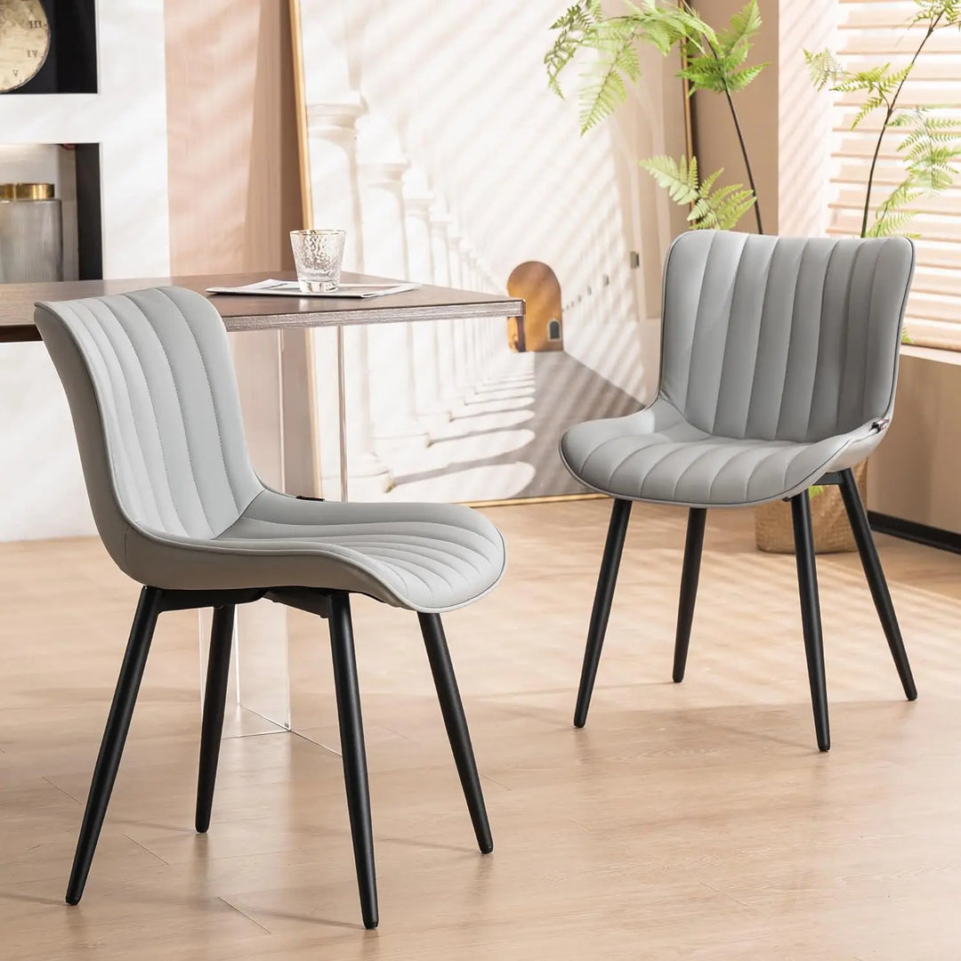 YOUNUOKE Grey Dining Chairs Set of 2 Uph...
