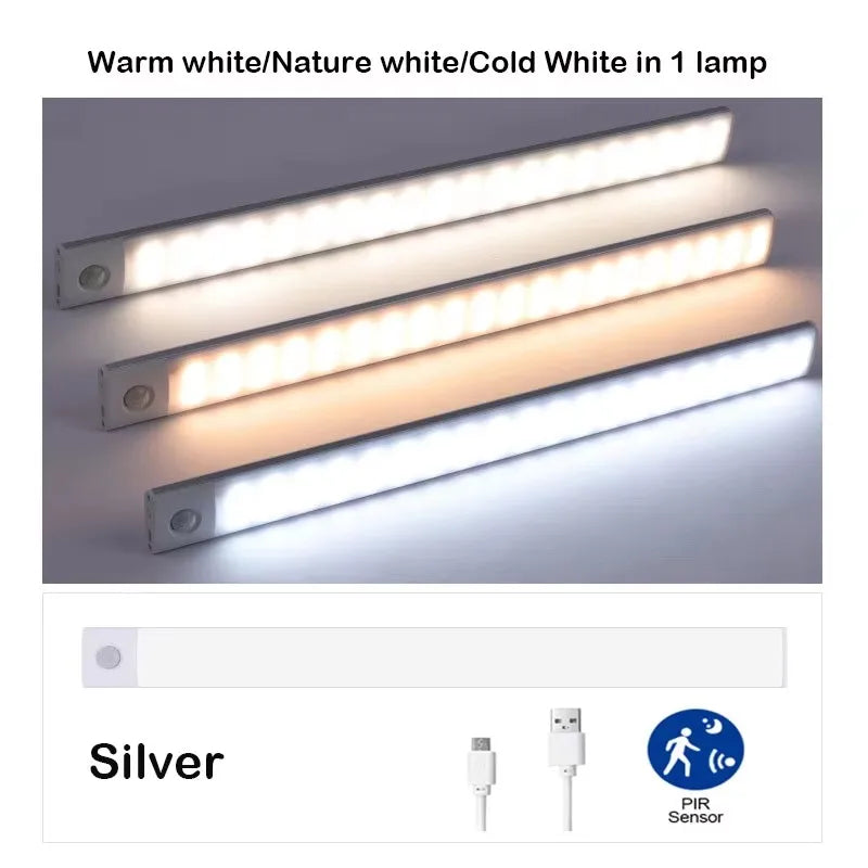Ultra-thin LED Cabinet Light Rechargeable Motion Sensor Light USB Night Lights Induction Lamp Wardrobe Closet Kitchen Lighting