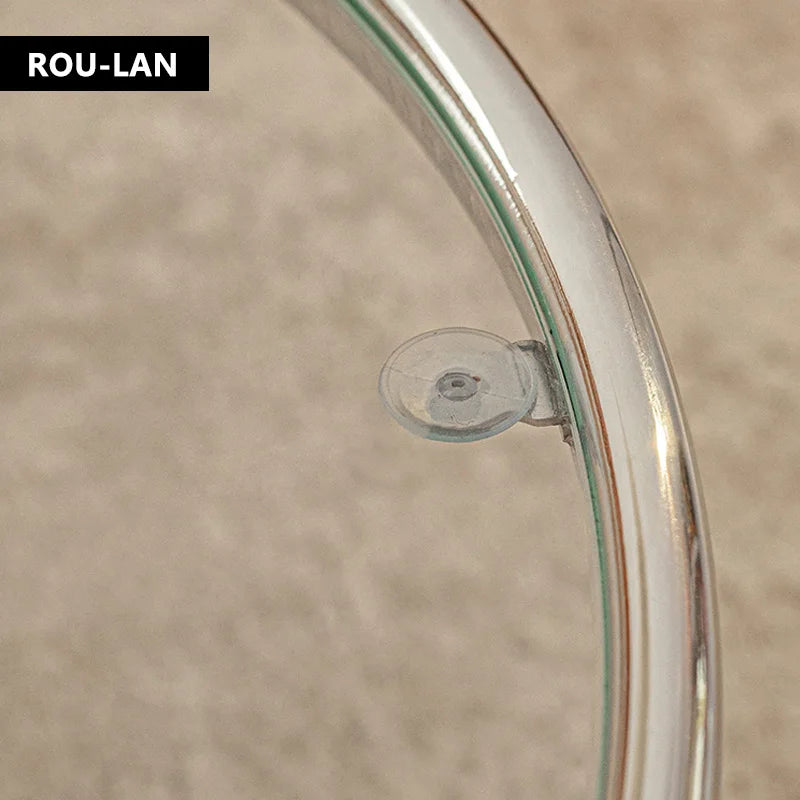 Tempered Glass Coffee Table Household Stainless Steel Tea Table Light Luxury Living Room With Movable Rotating Edge Table