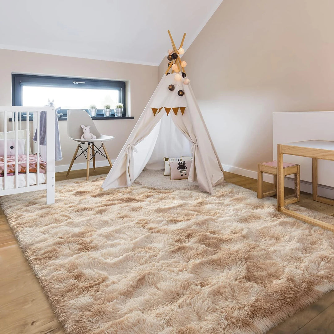 Soft Carpet For Living Room Fluffy Modern Bedroom Bedside Rug Tie-Dyed Grey Indoor Shag Carpets For Kids Nursery Room Home Decor