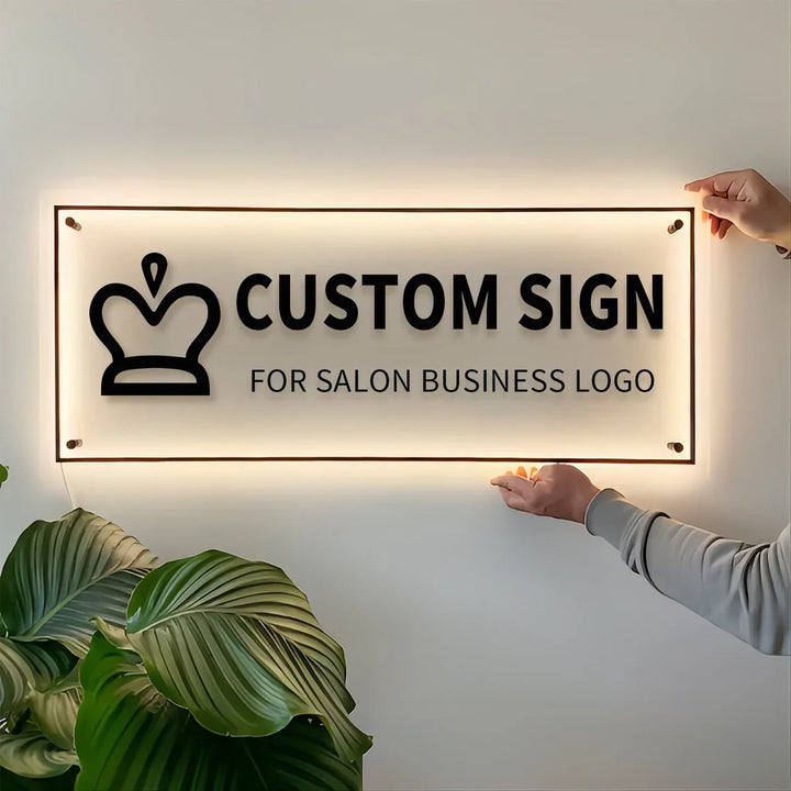 Custom Business Logo 3D Beauty Nails Hair Studio Acrylic Signs 3D Backlit Signs Custom Company Name LED Neon Light Acrylic signs
