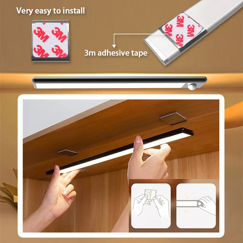 Ultra-thin LED Cabinet Light Rechargeable Motion Sensor Light USB Night Lights Induction Lamp Wardrobe Closet Kitchen Lighting