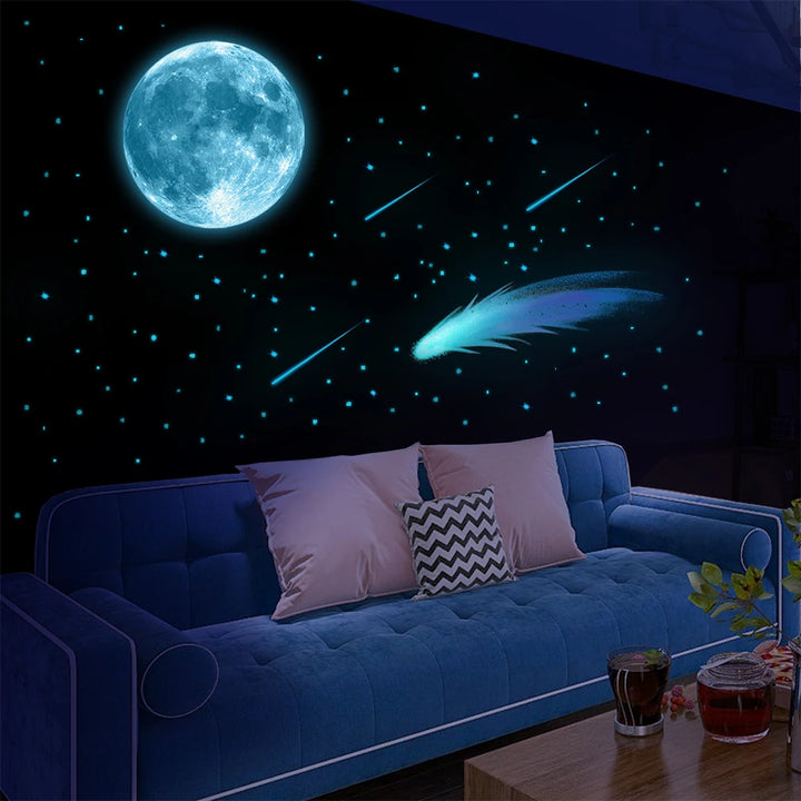 849Pcs Glow in The Dark Stars Wall Stickers Glowing Stars for Ceiling Luminous Planet Spaceship Wall Decals DIY Kids Room Decor